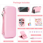 Younik Accesorios Bundle para Switch, Kit de 17 en 1 en Rosa para Niñas, Incluye estuche de transporte para Switch, soporte ajustable, estuche protector para consola Switch y J-Con Rosa