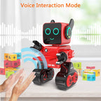 okk Robot de juguete para niños, kit de robot inteligente a control remoto con robótica de control táctil y de sonido, robots inteligentes programables inteligentes con caminar, bailar, cantar, hablar, transferir artículos para niños y niñas (rojo)