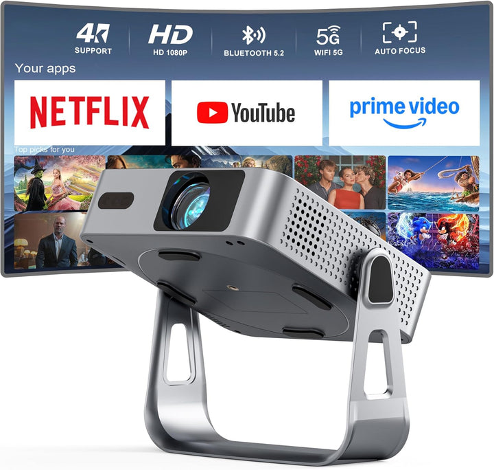 【Aplicación con licencia oficial y 1800 ANSI】Mini proyector intelig...