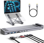 Estación de acoplamiento para portátil USB C 8 en 1 con HDMI 4K, 2 USB 3.0, PD 100 W, soporte de aluminio USB C para tableta, estación de acoplamiento universal para MacBook Pro/Air/Dell/HP/Surface/Lenovo, Plug and Play