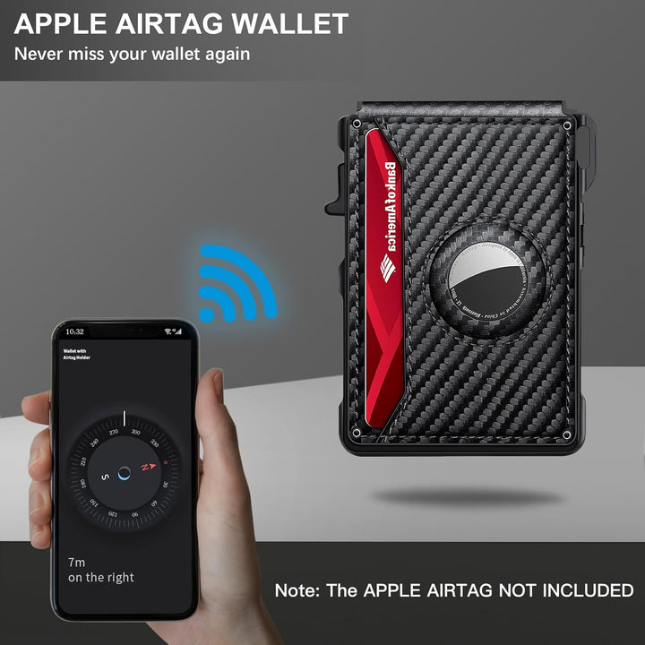 KIKVES Billetera para Airtag para hombre, tarjetero para AirTag con...