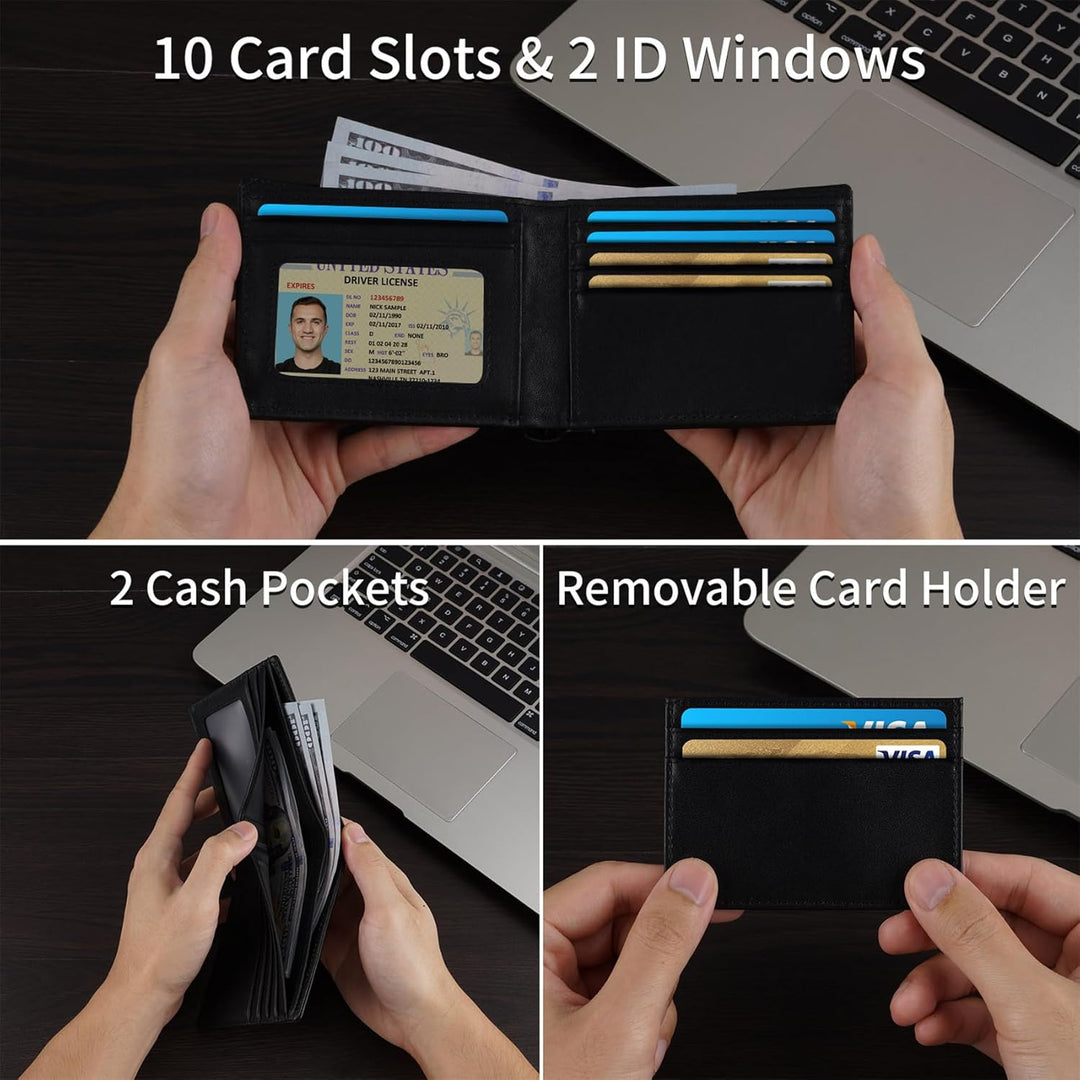 Swallowmall Cartera de cuero con bloqueo RFID para hombre, billeter...