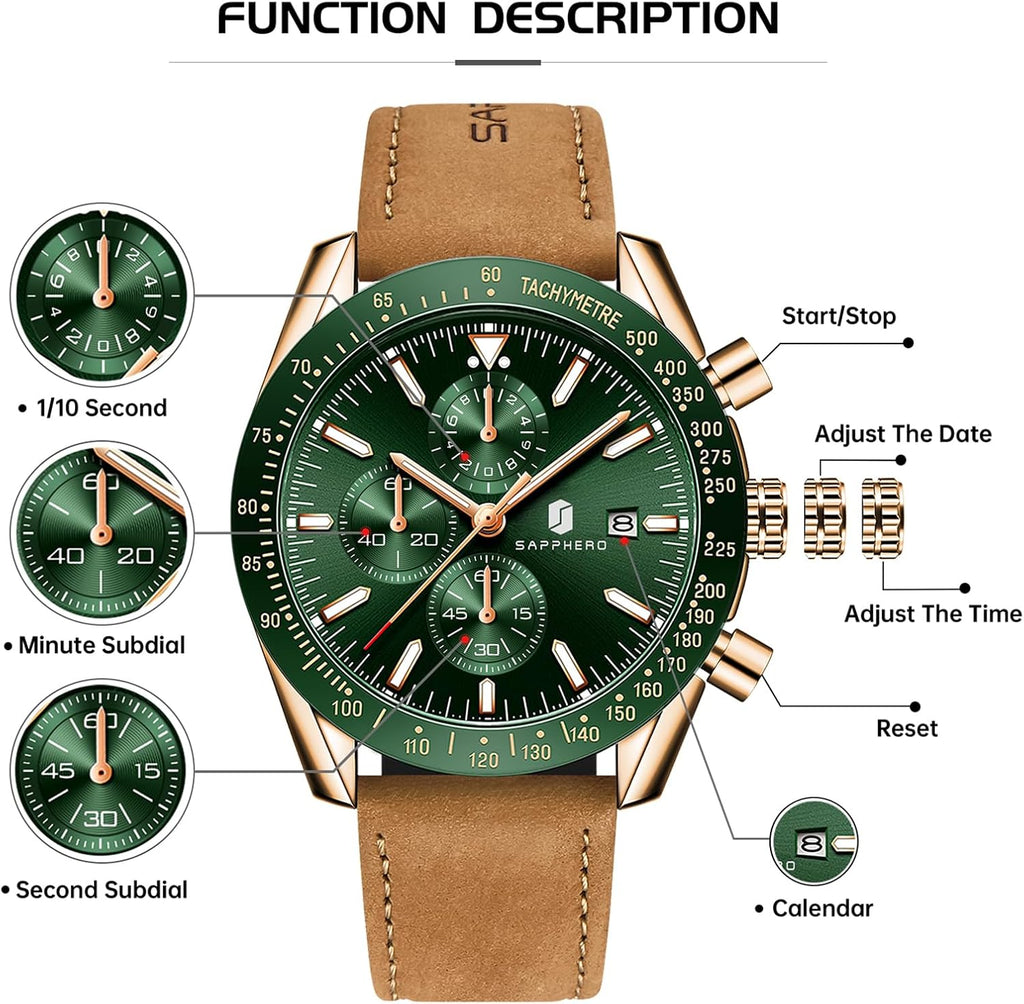 BENYAR Relojes de pulsera para hombre, cronógrafo analógico, de cuarzo, impermeables, para negocios, trabajo, casual, deportivo, con calendario