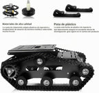 Kit de chasis de coche robot inteligente, chasis de tanque grande de metal completo con motores de 2WD para Arduino Raspberry Pi Jetson Python DIY Kit de aprendizaje de auto inteligente (negro, con motor de CC)