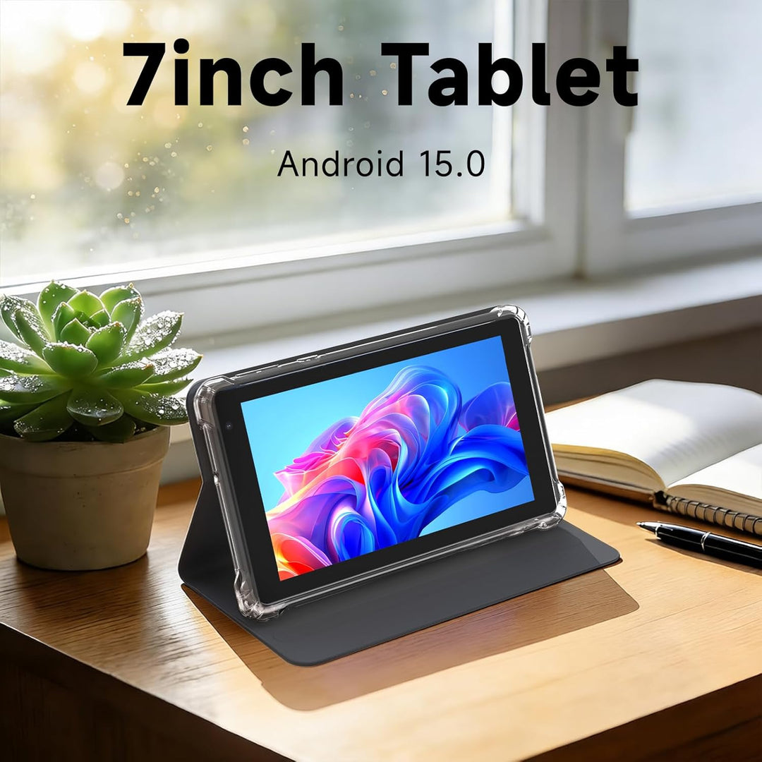 WUIUHOU Tablet Android 15 de 7 pulgadas, tablet con funda, 8 GB de...
