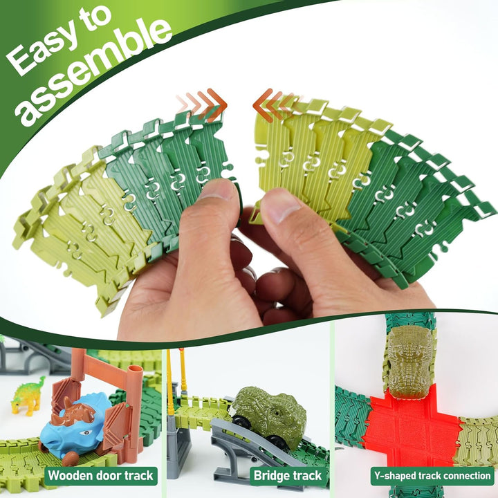 ToyFuntasy Kit de Expansión de Pista Flexible de Dinosaurios de 96...