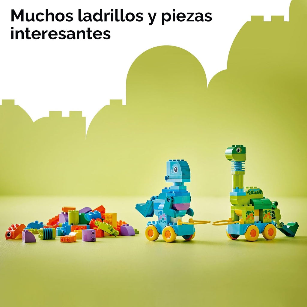 LEGO DUPLO Town - Juguete de aprendizaje de dinosaurios sobre ruedas 3 en 1 para niños pequeños y niñas, a partir de 3 años, juego de construcción y educación, enseña habilidades de resolución de