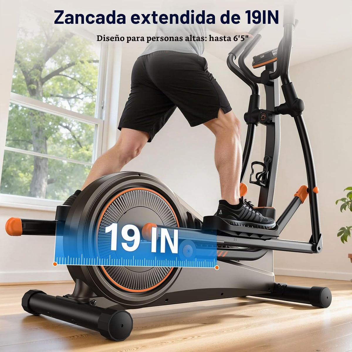 Niceday Máquina elíptica de ejercicios, máquina elíptica para el hogar, entrenador elíptico magnético con zancada de 15.5 a 19 pulgadas, 16 niveles de resistencia, capacidad de carga de 400 libras