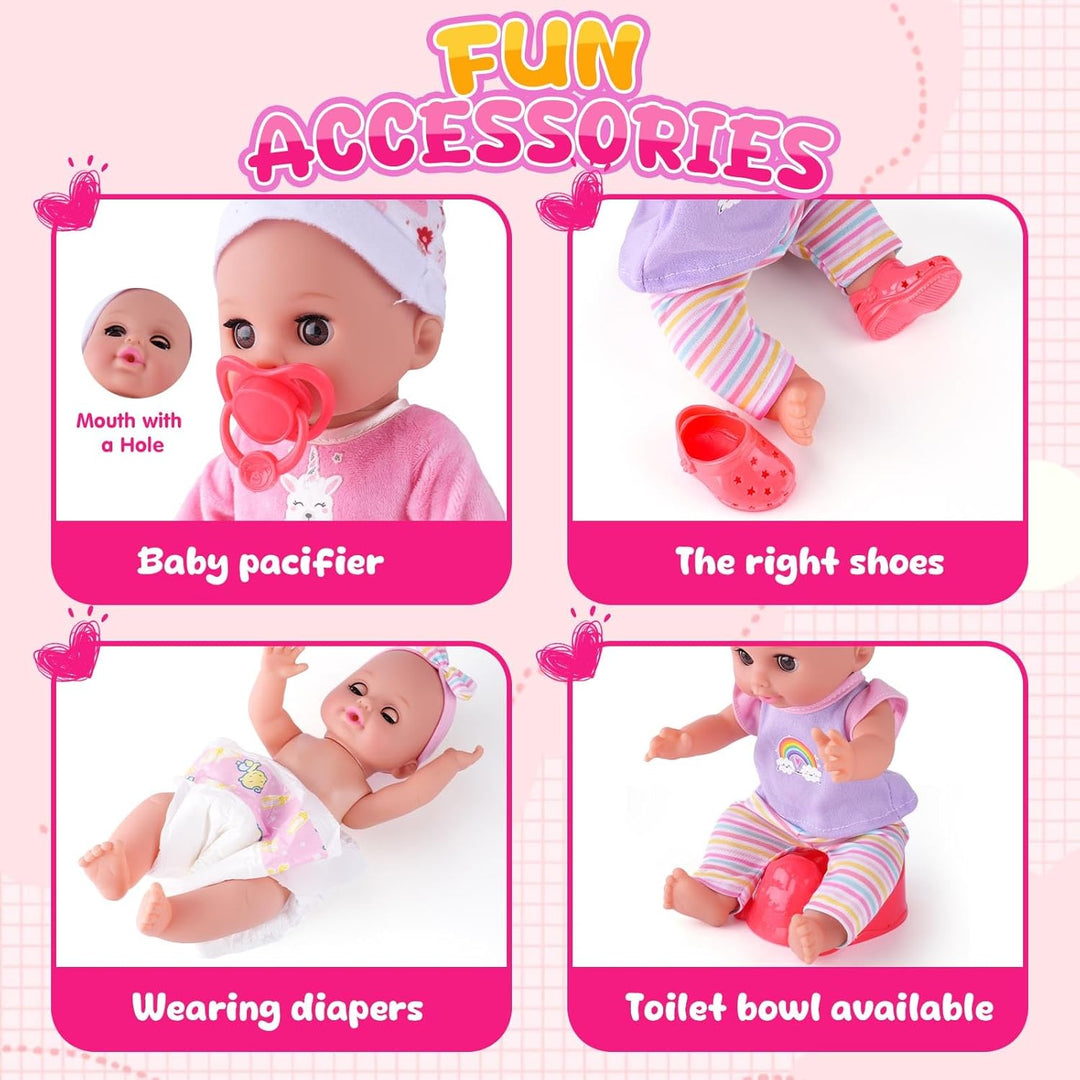 AuntyFey Juego de muñecas de bebé con accesorios, juego de muñecas...