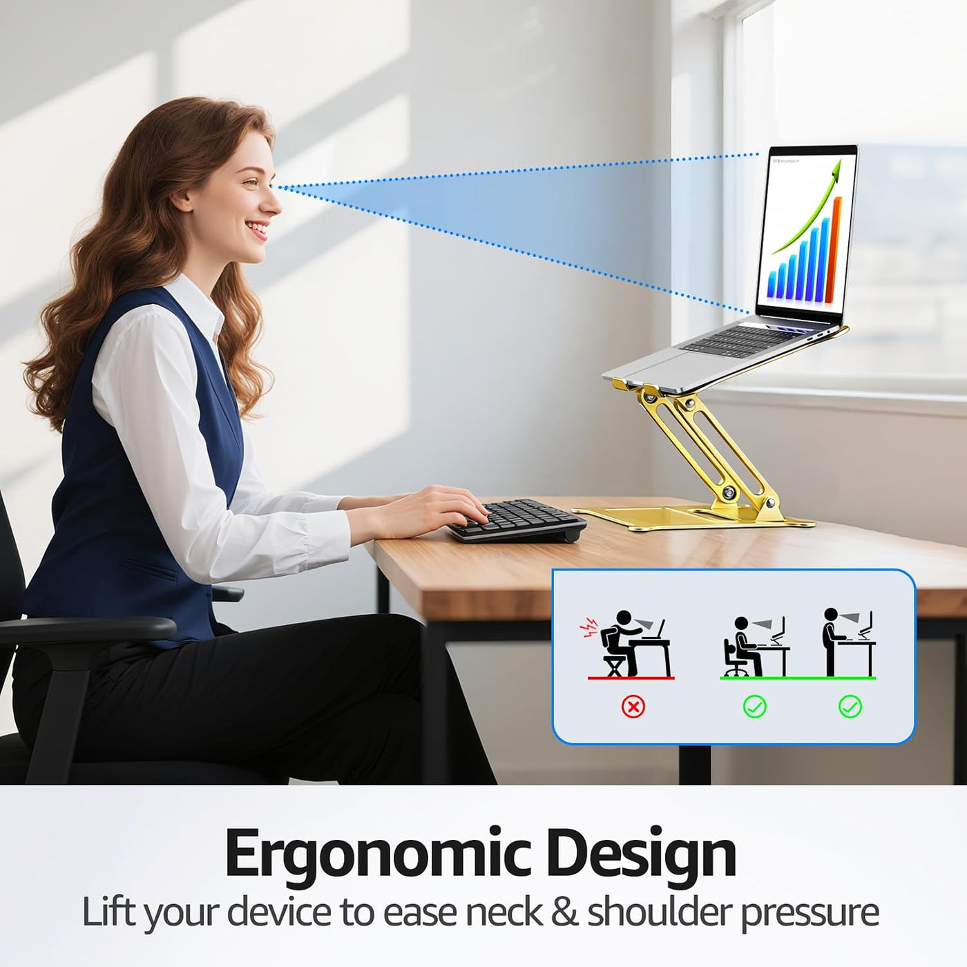 Urmust Soporte ajustable para laptop, soporte para computadora port...