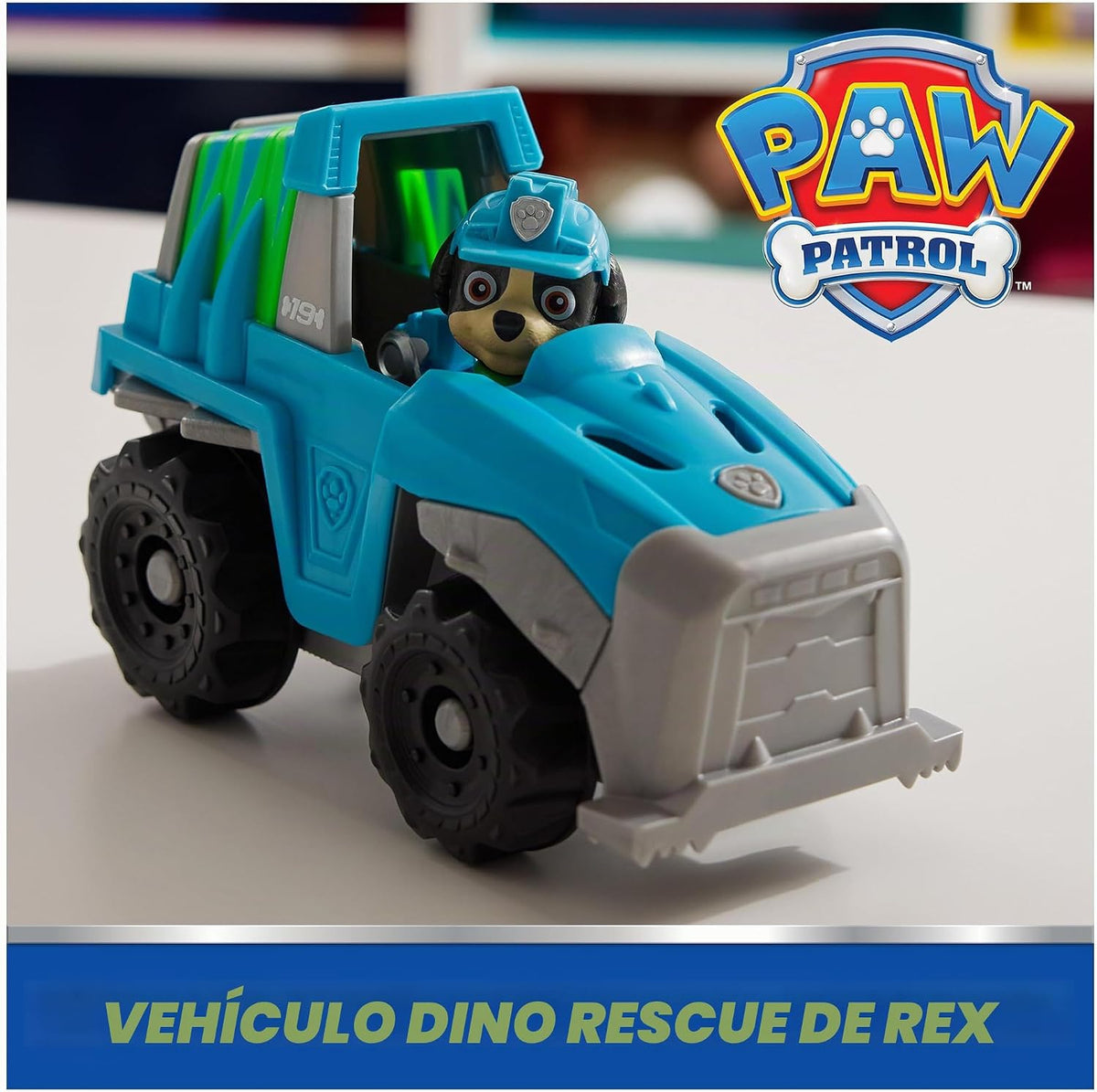 PAW Patrol, Vehículo de Rescate de Dinosaurios de Rex - Camión de Juguete con Figura de Acción Coleccionable, Juguetes para Niños y Niñas de 3 años en Adelante, Desarrollados con el Medio Ambiente en