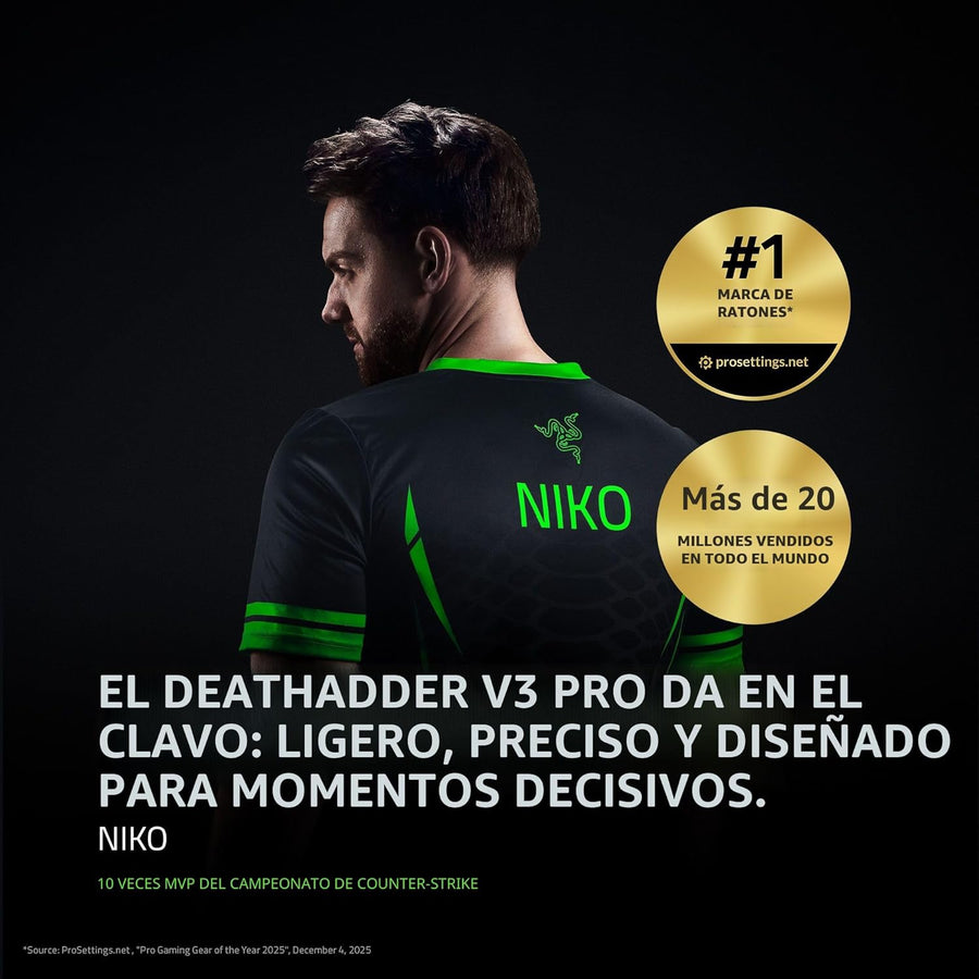 Razer DeathAdder V3 Pro Mouse para Juegos: 63g Ultra Ligero - Senso...