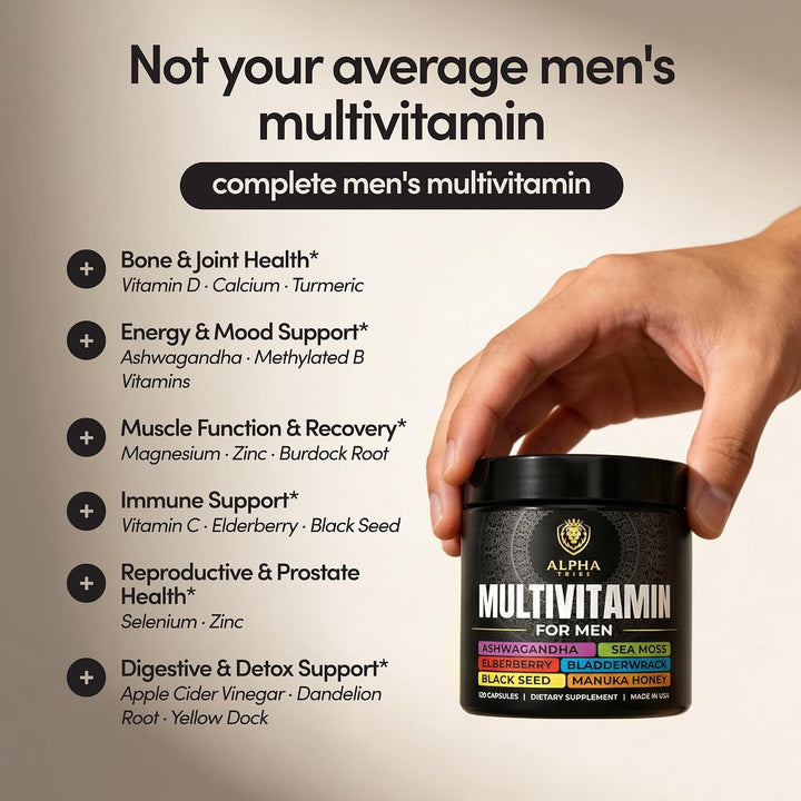 Alpha Tribe Multivitamínico para hombres con musgo marino, aceite d...