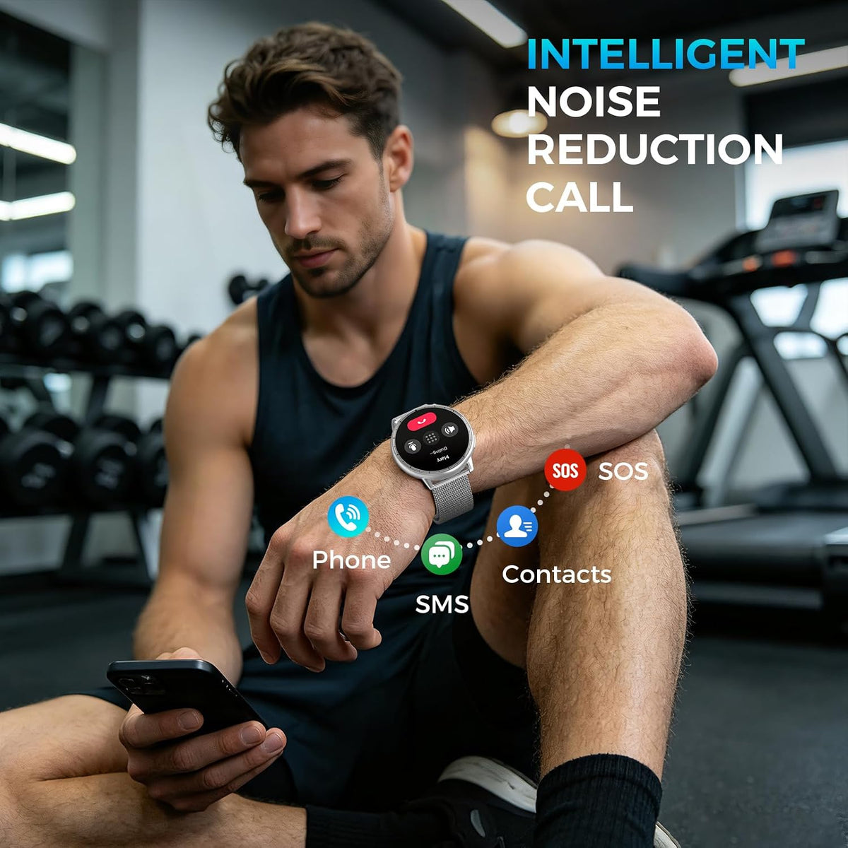 EGQINR Smart Watch para Mujeres y Hombres, Rastreador de Fitness con GPS, 1.32" AMOLED, 5ATM