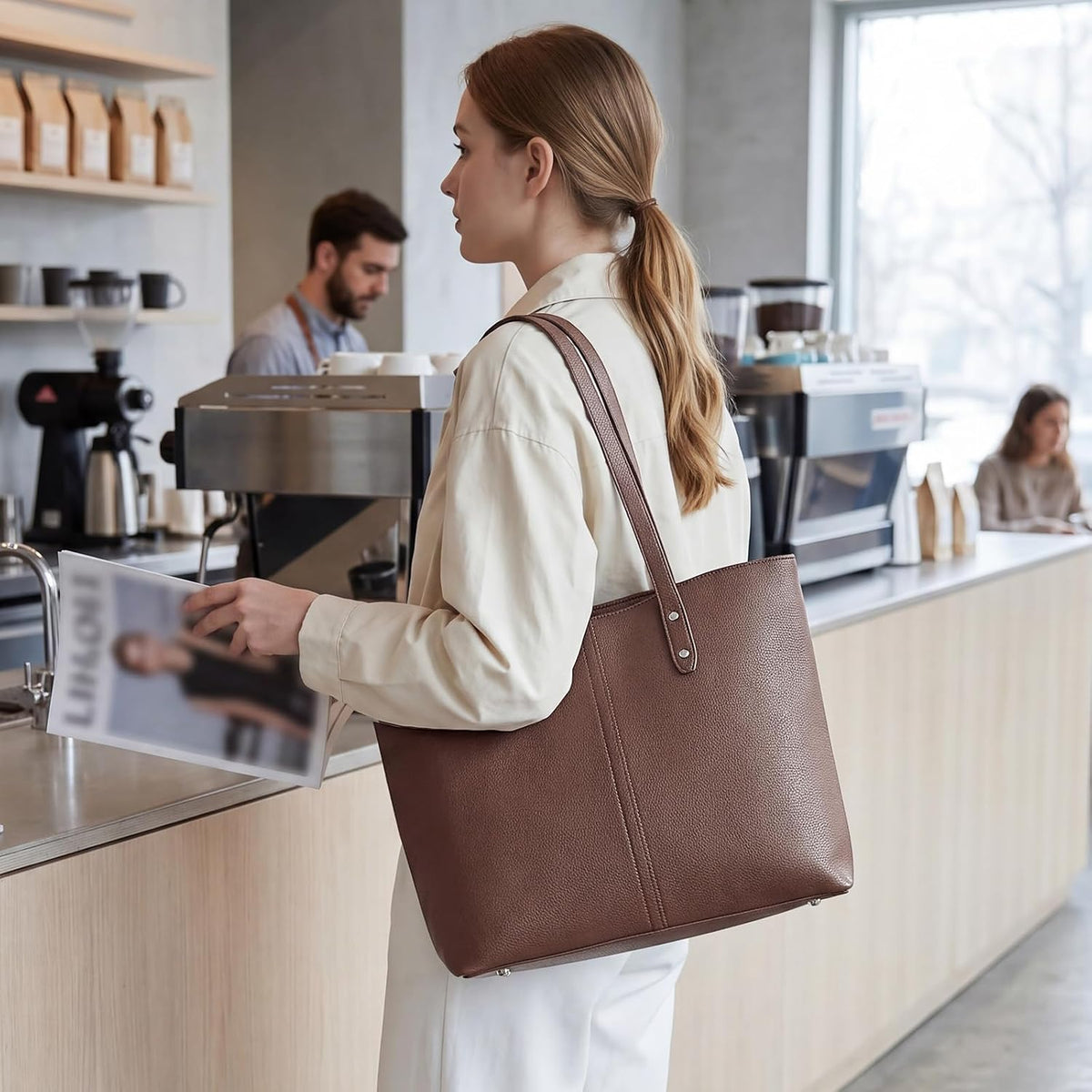 S-ZONE Bolsa de mano para mujer, bolsos de trabajo, bolsos de mano, correa