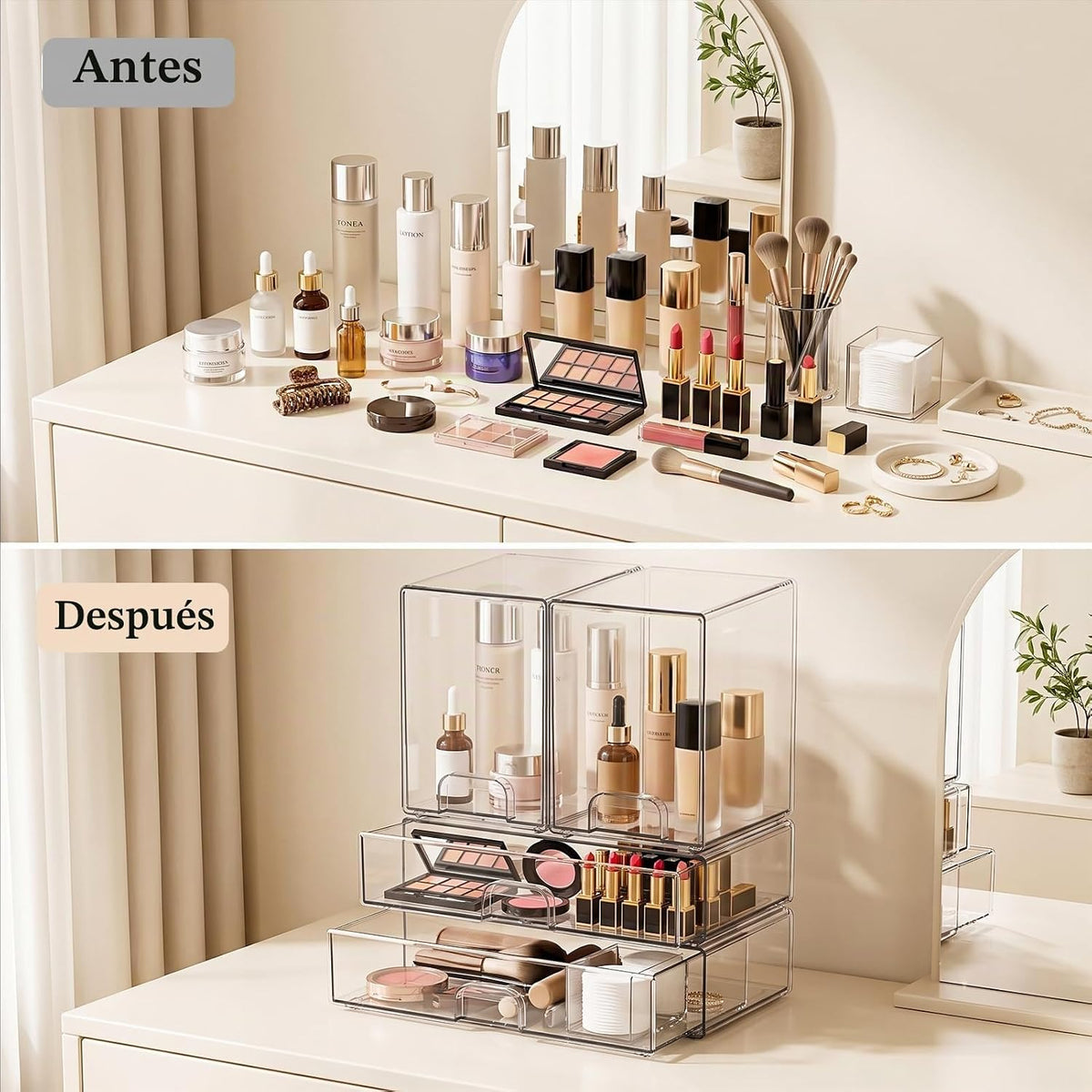 Cajones de almacenamiento apilables transparentes: cubos