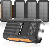 Cargador solar de 20000 mAh, cargador portátil integrado con 4 cabl...
