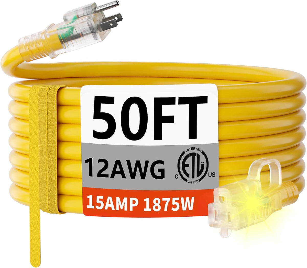 HUANCHAIN - Cable de extensión resistente calibre 12, 50 pies, impermeable