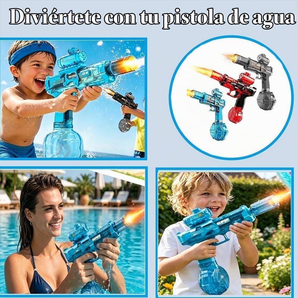 Pistola de agua eléctrica para niños, recargable automáticamente. Paquete