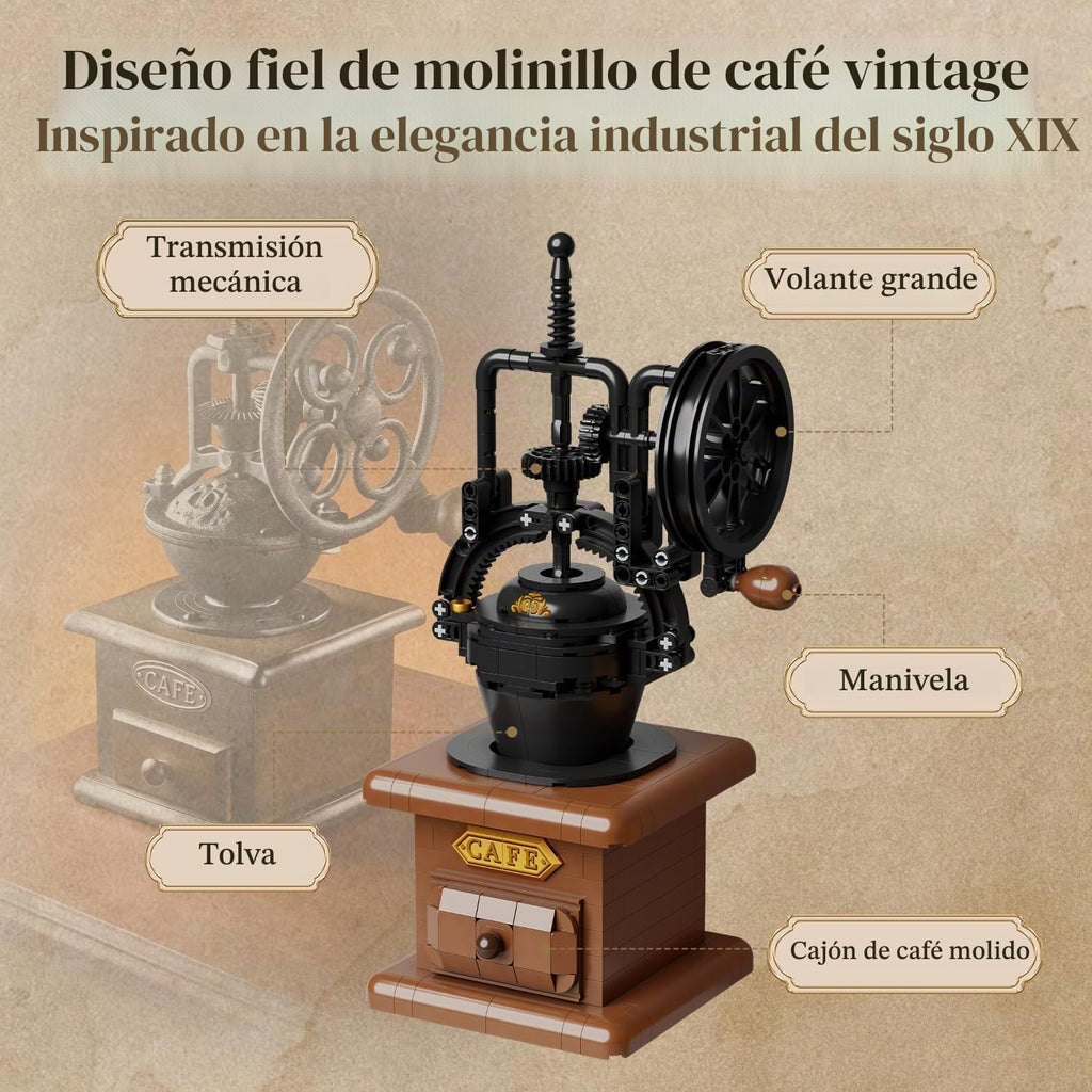 PANTASY Juego de molinillo de café vintage con manivela para adultos