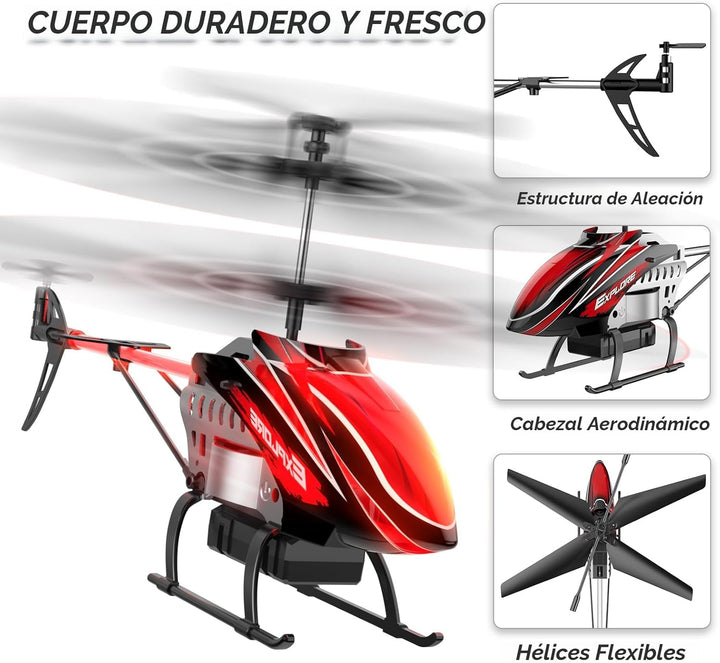 BUSSGO Helicóptero RC, helicóptero de control remoto para niños con...