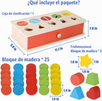 Juguetes a juego de clasificación de formas de color de madera