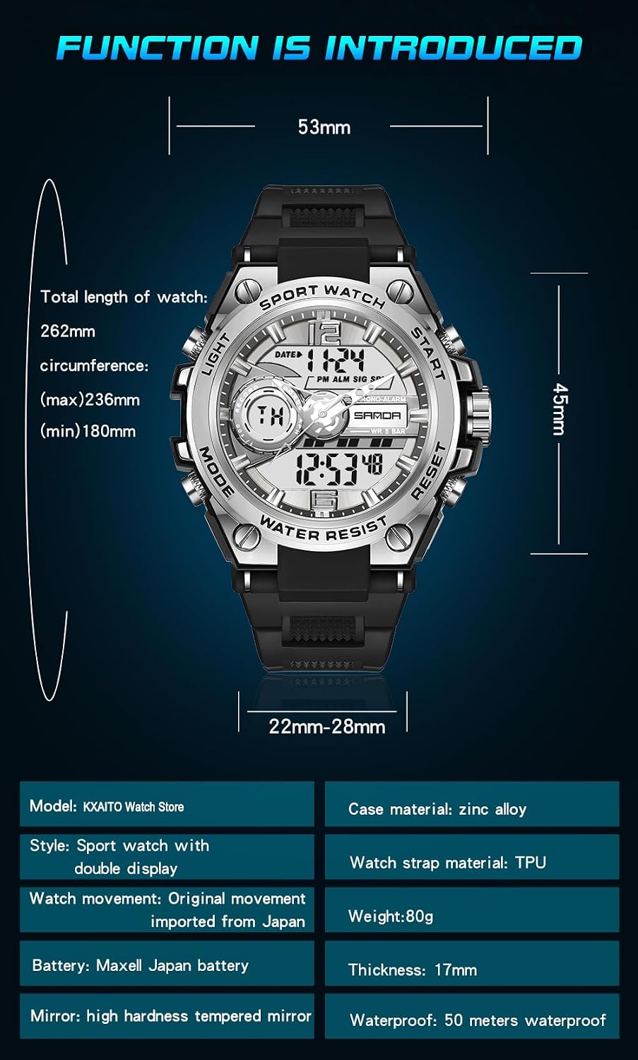 Relojes deportivos para hombre al aire libre, impermeable, militar, fecha, tácticas, LED, alarma, cronómetro