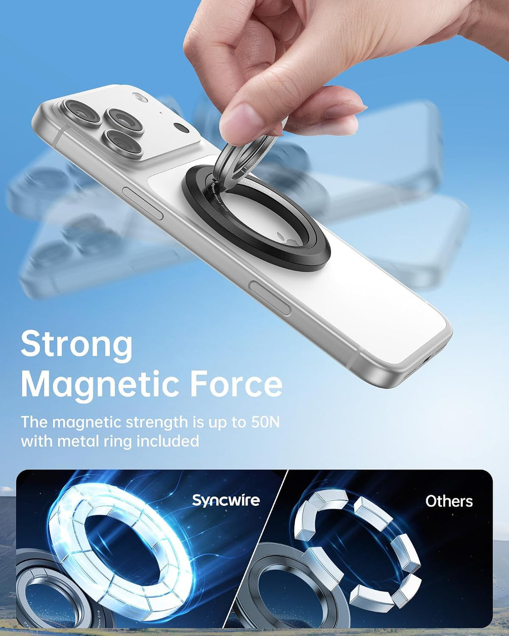 SYNCWIRE Soporte magnético para anillo de teléfono, para MagSafe Phone Grip