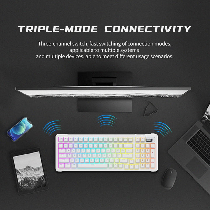 ROYALAXE - Teclado mecánico inalámbrico D98, BT\/2.4G\/USB-C Tri-Mo...