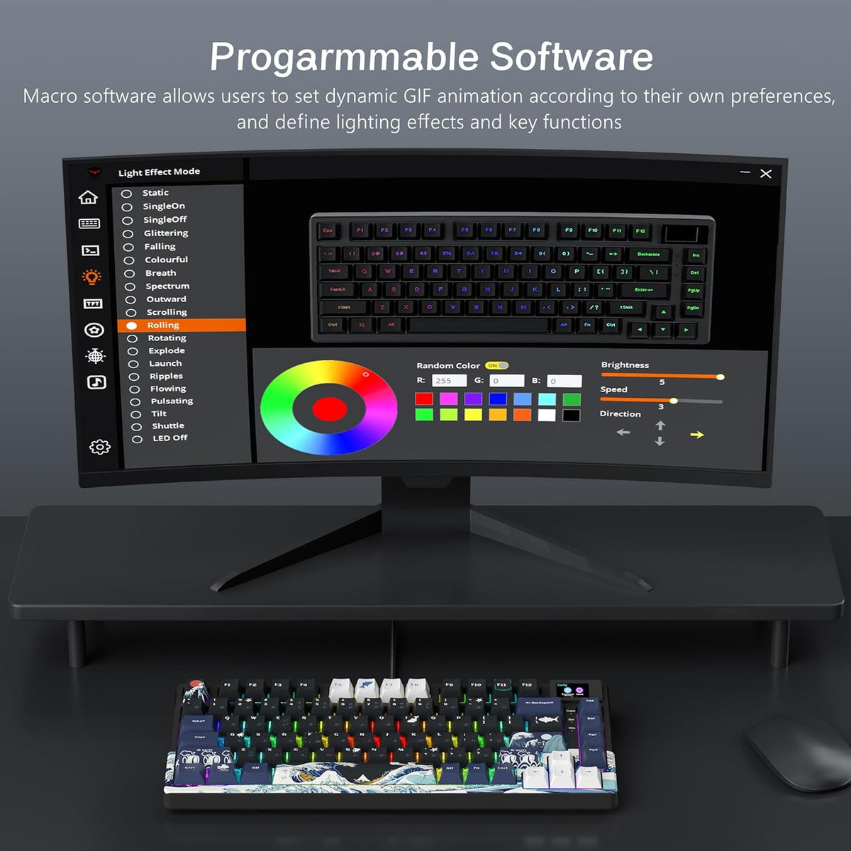 Womier S-K80 Teclado 75% con Pantalla Multimedia a Color Teclado Me...