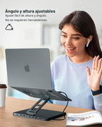 Soporte de concentrador USB C para MacBook Pro, adaptador 10 en 1 para MacBook Air Docking Station con 4K 60Hz HDMI, RJ45 Gigabit Ethernet, lector de tarjetas SD/TF, 4 USB 3.0 para iPad/Dell HP/Surface/Lenovo Laptop Dock
