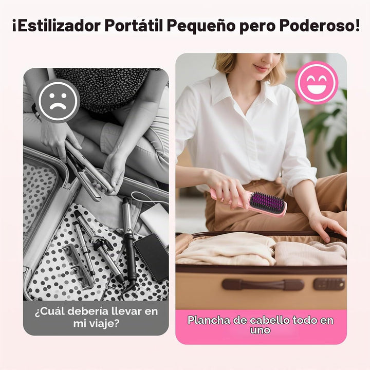 Cepillo alisador de cabello inalámbrico, cepillo portátil para esti...