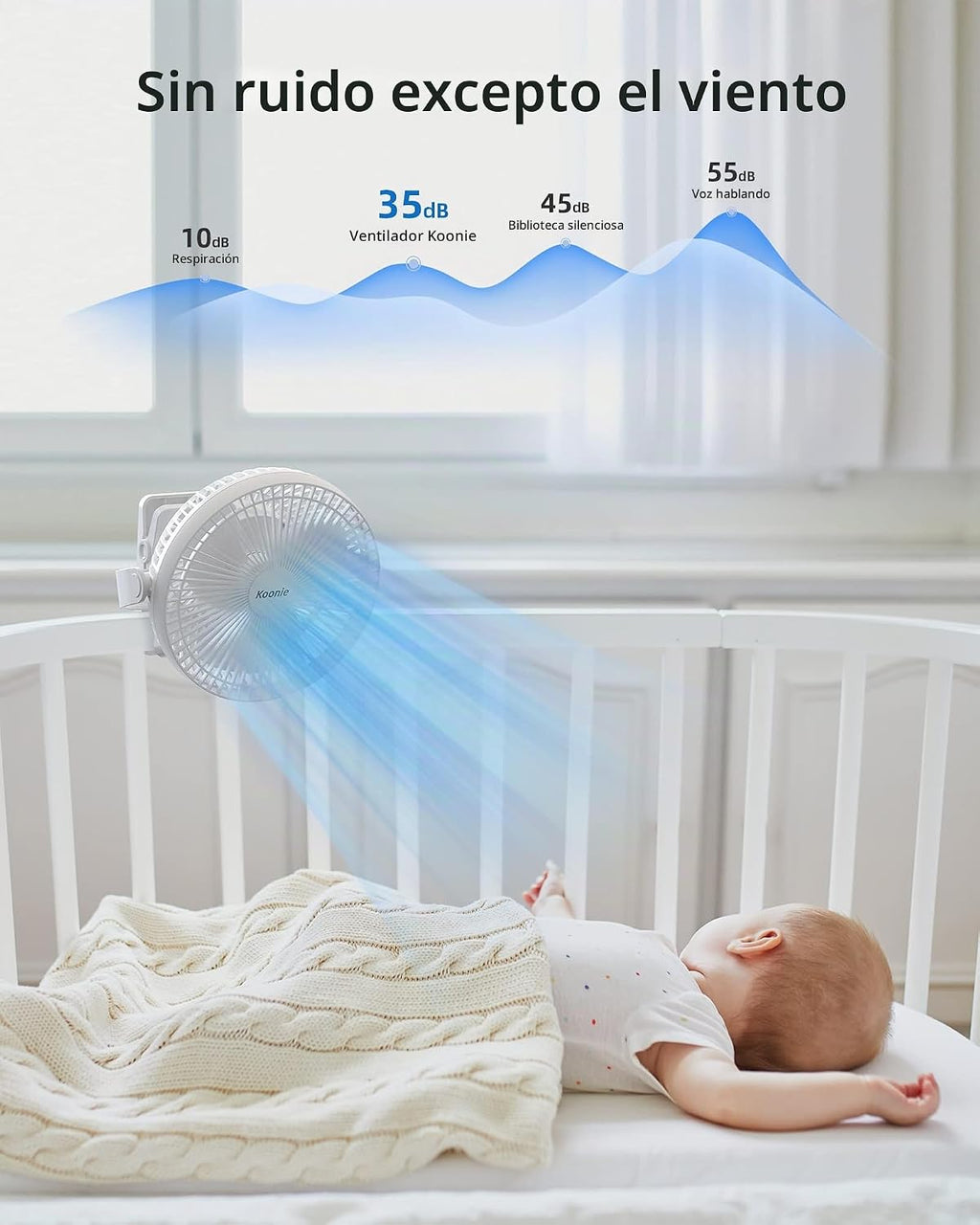 Koonie - Ventilador con clip de 8 pulgadas, batería recargable de 1...