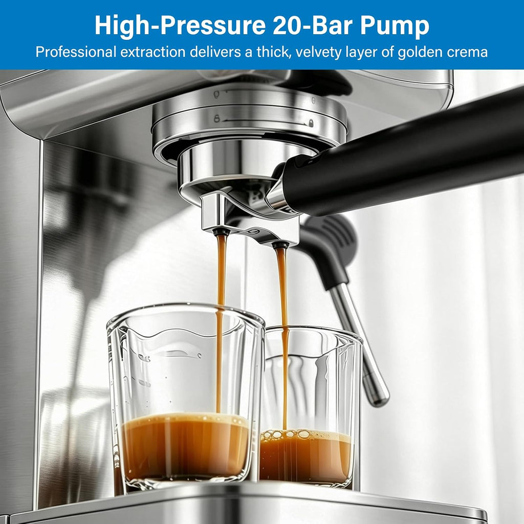 XIXUBX Máquina de café expreso en frío con espumador de leche, gris