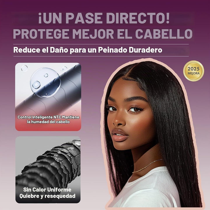 QHDJE Rizador y alisador 2 en 1 - Plancha alisadora giratoria, reve...