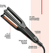REVLON Plancha doble recta de cobre + cerámica de doble placa, cuat...