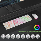 Vumilstek Teclado y mouse inalámbricos retroiluminados, máquina de...