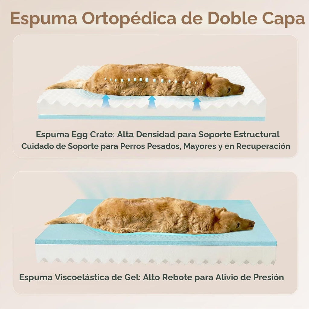 EHEYCIGA - Cama ortopédica XL para perros grandes, sofá de espuma viscoelástica para perros, color gris