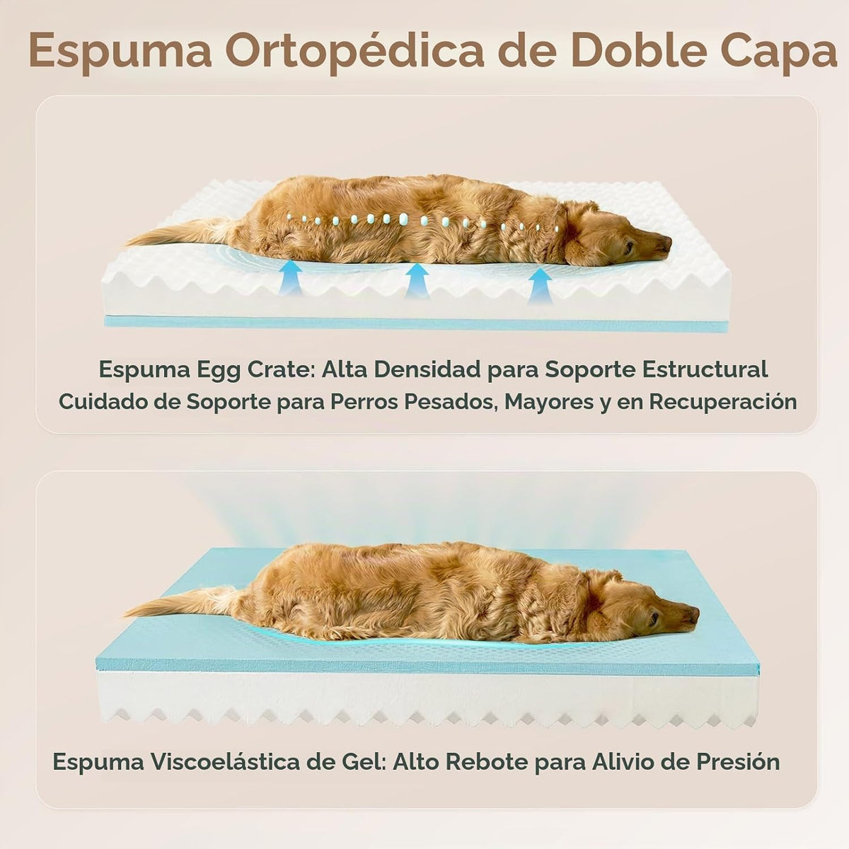 EHEYCIGA - Cama ortopédica XL para perros grandes, sofá de espuma viscoelástica para perros, color gris