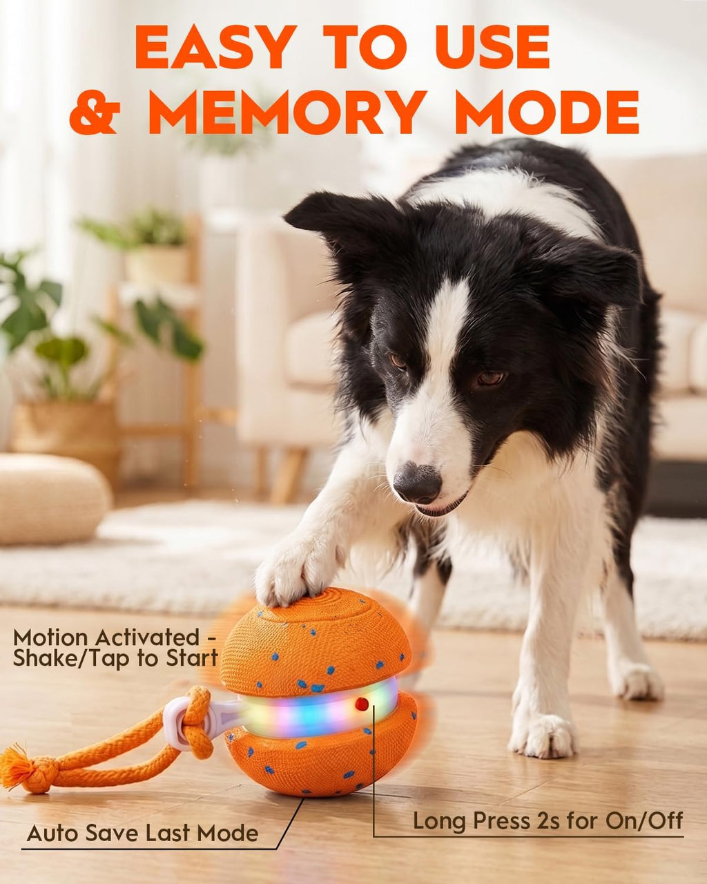 Pelota interactiva para perros, balanceo irregular y juguete activado