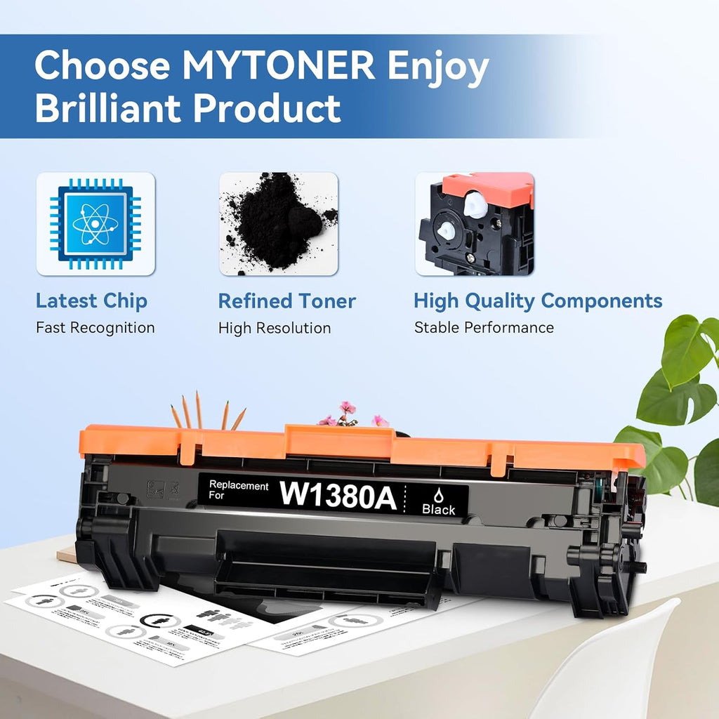 Cartucho de tóner negro 138A (con chip), repuesto compatible para impresora HP 138A 138X W1380A W1380X para impresora Pro 3001dw 3001dn Pro MFP 3101fdw 3101fdn (paquete de 2)