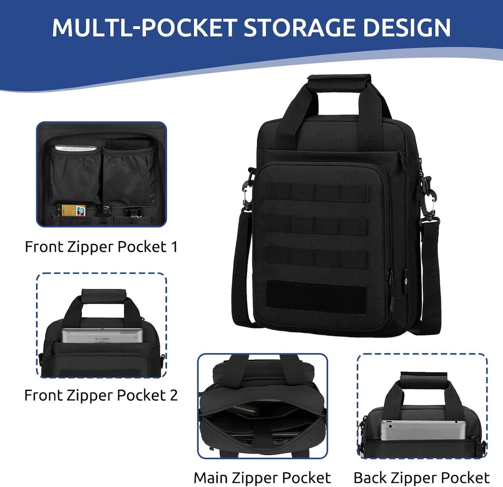 Bolsa de Mensajero Táctica ZHIERNA, Maletín Táctico para Laptop de Alta Resistencia con MOLLE, Bolso de Hombro para Hombre (Incluye Parche)