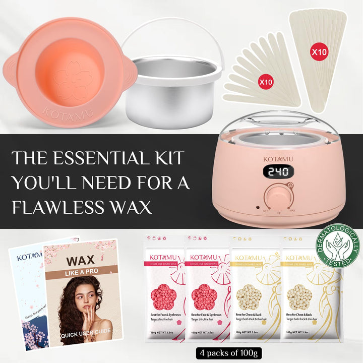 KOTAMU Kit de Cera Digital Rosa para Depilación para Mujeres y Homb...