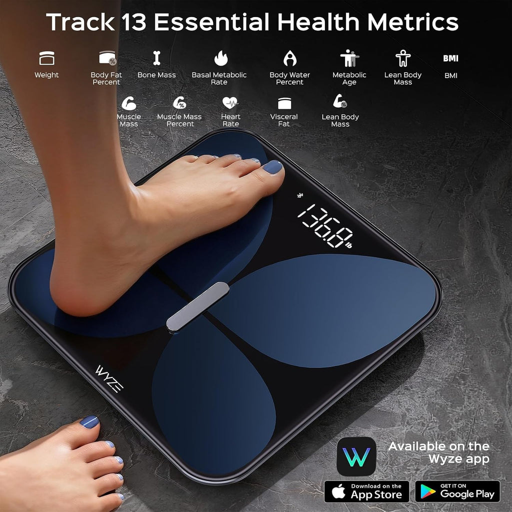 Wyze - Báscula de baño inteligente, Bluetooth, 400 libras, color negro
