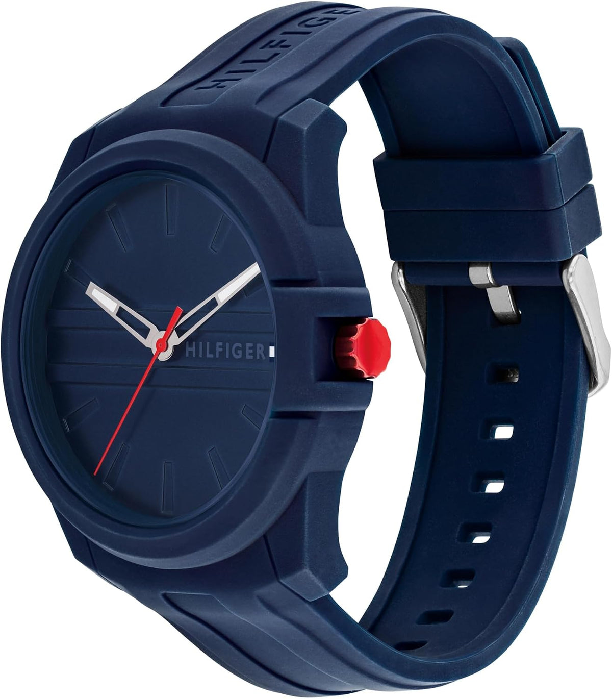 Tommy Hilfiger Reloj de Caballero de Cuarzo con 3 Manecillas – Estilo Casual Deportivo, Correa de Silicona, Resistente al Agua hasta 50 Metros, Reloj de Pulsera para Uso Diario, Regalo para Él - 44mm
