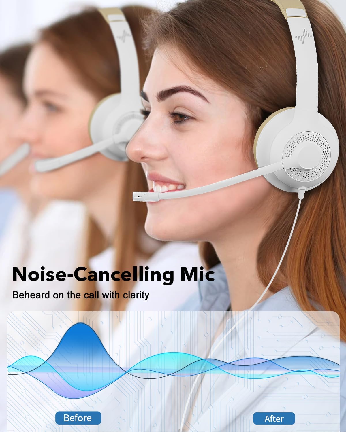 JIAMQISHI Auriculares USB con micrófono para PC, auriculares de dia...