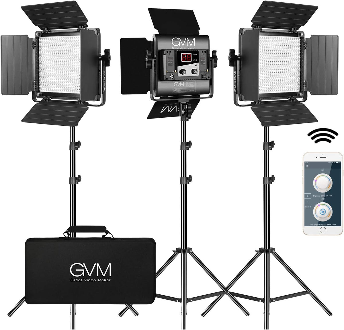 GVM - Luz de video LED 560, 3 paquetes de iluminación de fotografía...