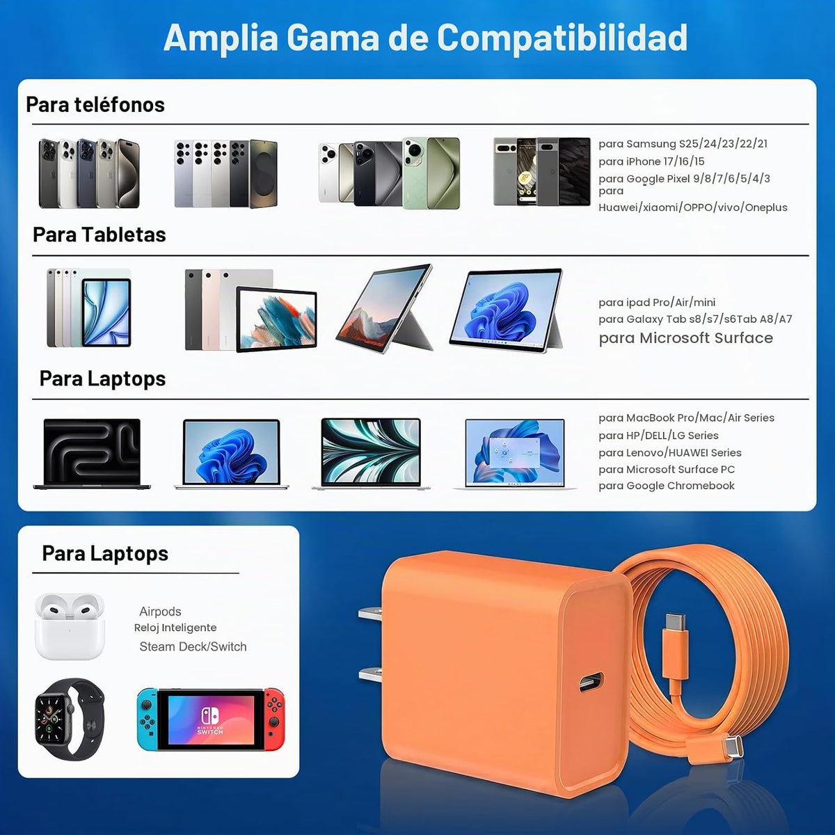 Cargador de carga rápida para iPhone 17, 16, 15, paquete de 3 cargadores USB C PD de 20 W con cable de 10 pies, cable USB C tipo C para iPhone 17/17 Pro/17 Pro Max/16/16 Plus/16 Pro/16 Pro Max/15/15