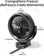 Koonie Ventilador de nebulización de batería de 10000 mAh con clip,...