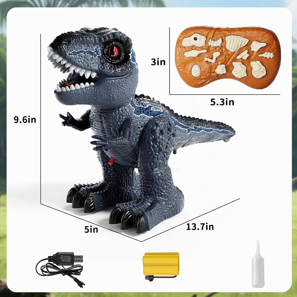 Juguete robot de dinosaurio a control remoto para niños de 3 a 5 años, dinosaurio RC con sonidos rugientes, rociadores y luces LED, 3, 4, 5, 6, 7, 8 años, regalo de cumpleaños, juguetes realistas de modelo de dinosaurio jurásico